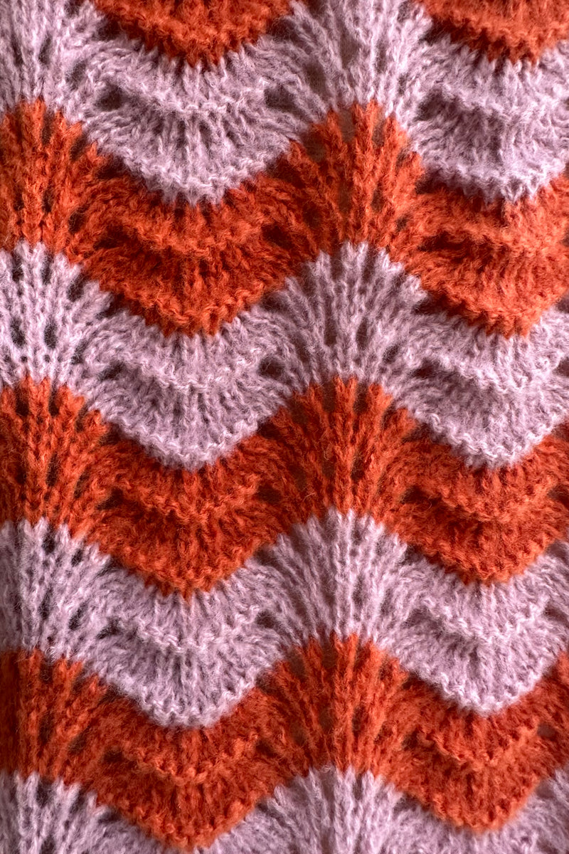 Lavender and Orange Pointelle Sweater