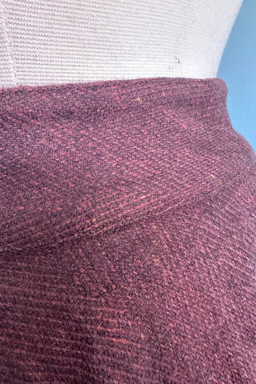 Burgundy Herringbone Sophie Skirt by Timeless London