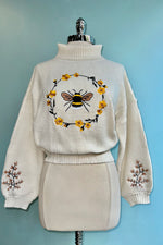 Honeybee Cropped Turtleneck Sweater in Ivory