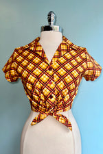 Orange Plaid Ellie Tie Top by Heart of Haute