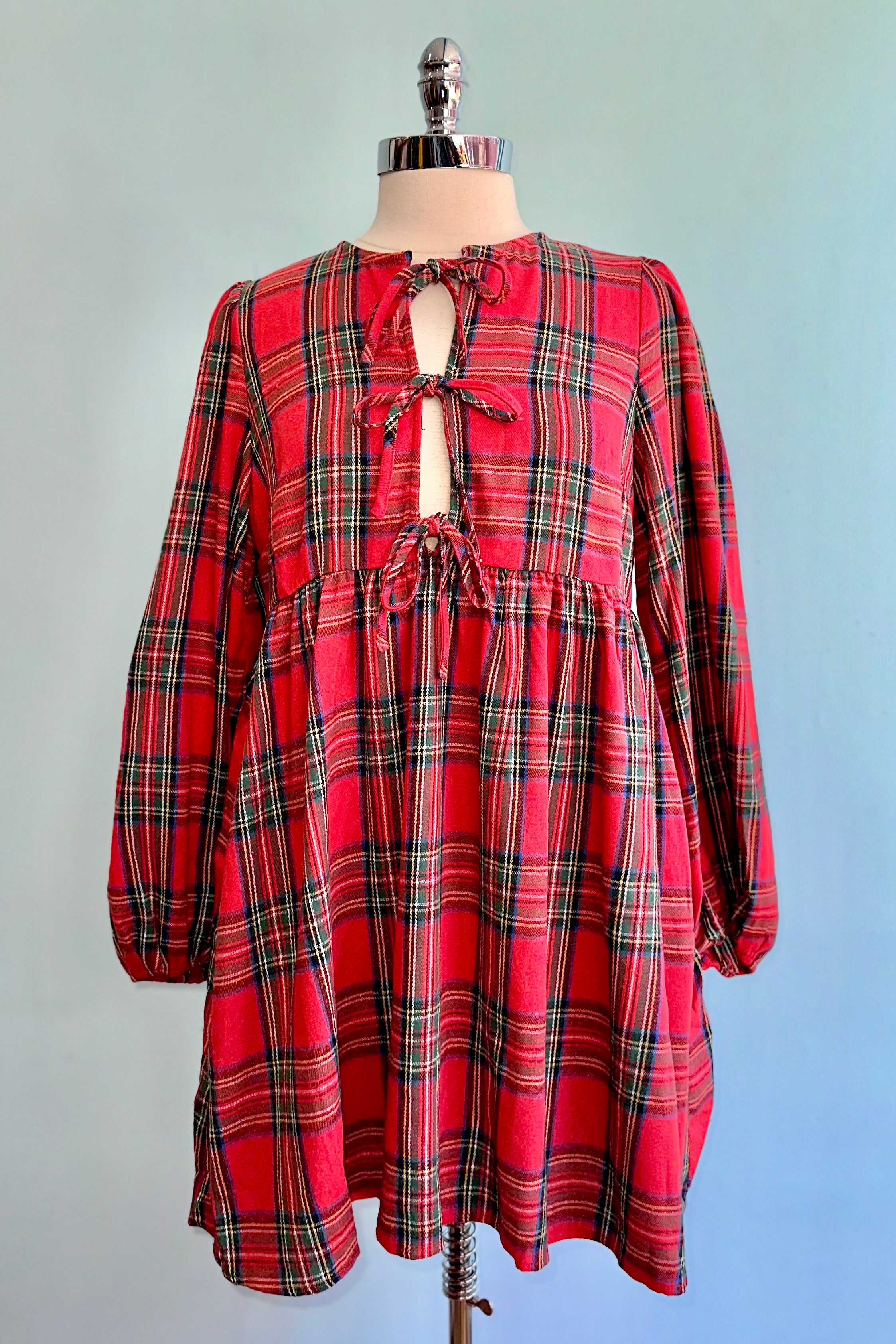 Red Plaid Flannel Mini Dress Red Plaid Flannel Mini Dress