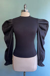 Black Balloon Sleeve Knit Top by Lili Sidonio