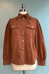 Mocha Denim Puff Sleeve Button Down Top