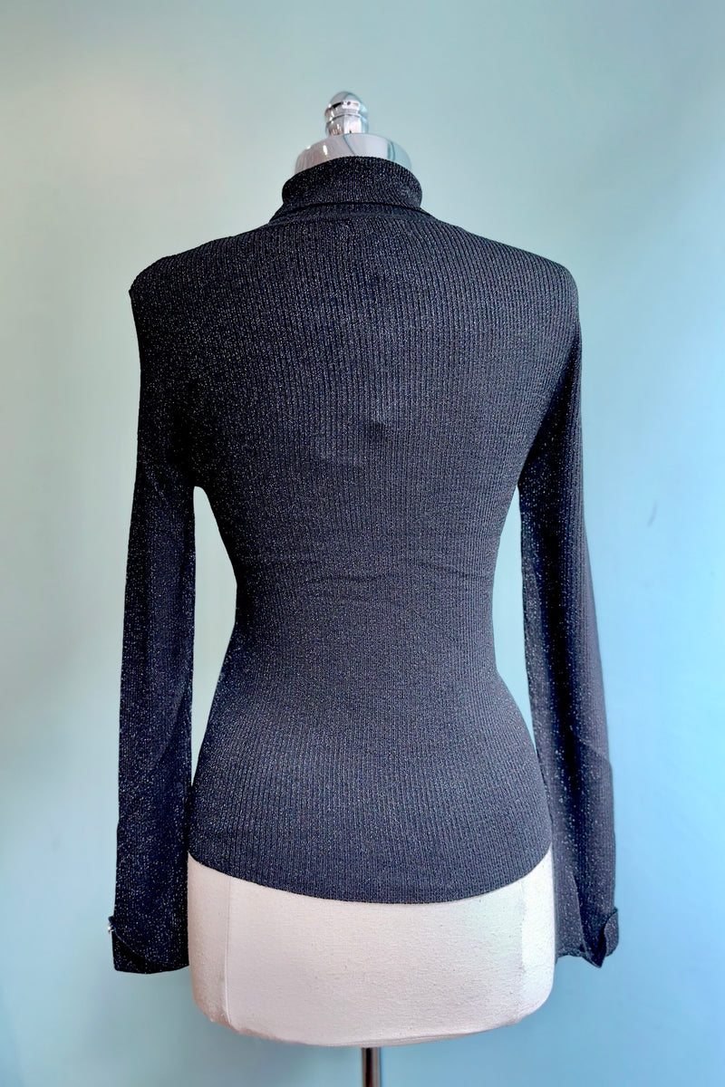 Turtleneck Sweater in Black Glitter by Molly Bracken