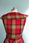 Red and Green Plaid Oversized Collar Dress by Voodoo Vixen