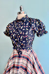 Dog Print Blouse in Navy by Banned