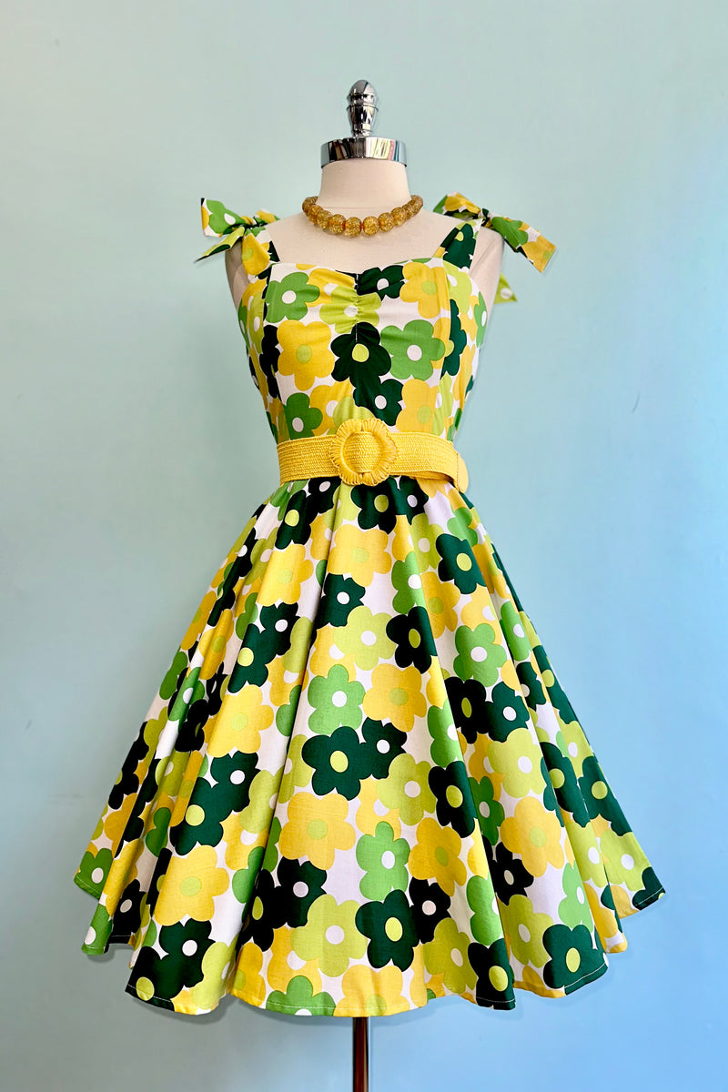 Green Mod Floral Sarah Dress by Heart of Haute Medium Green Mod Floral Sarah Dress by Heart of Haute Medium