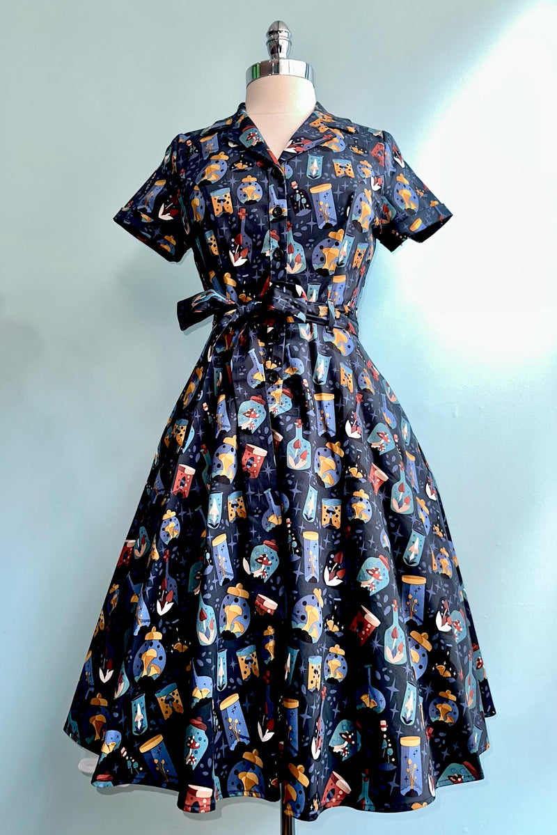 Mushrooms and Potions Knee-Length Shirtwaist Dress by Eva Rose