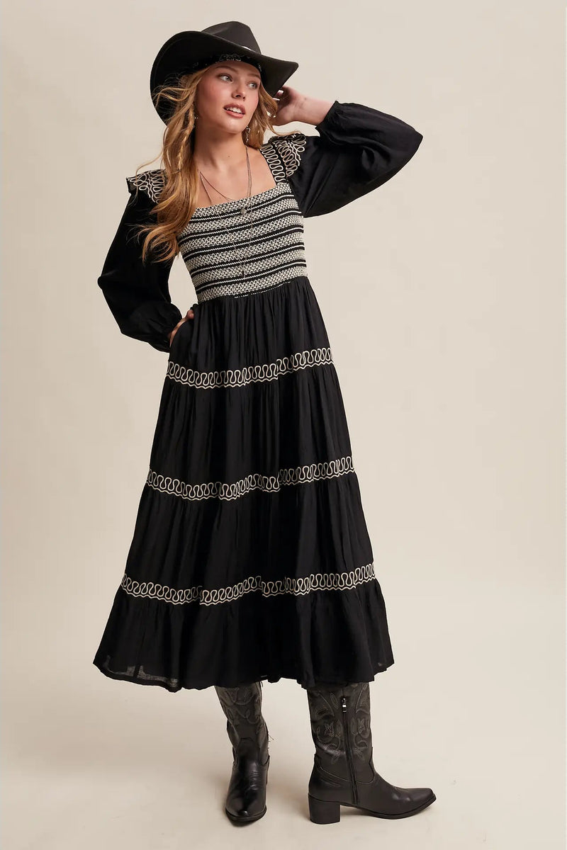 Black Western Inspired Maxi Dress Medium Black Western Inspired Maxi Dress Medium
