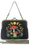 Celestial Mushroom Kisslock Bag in Black