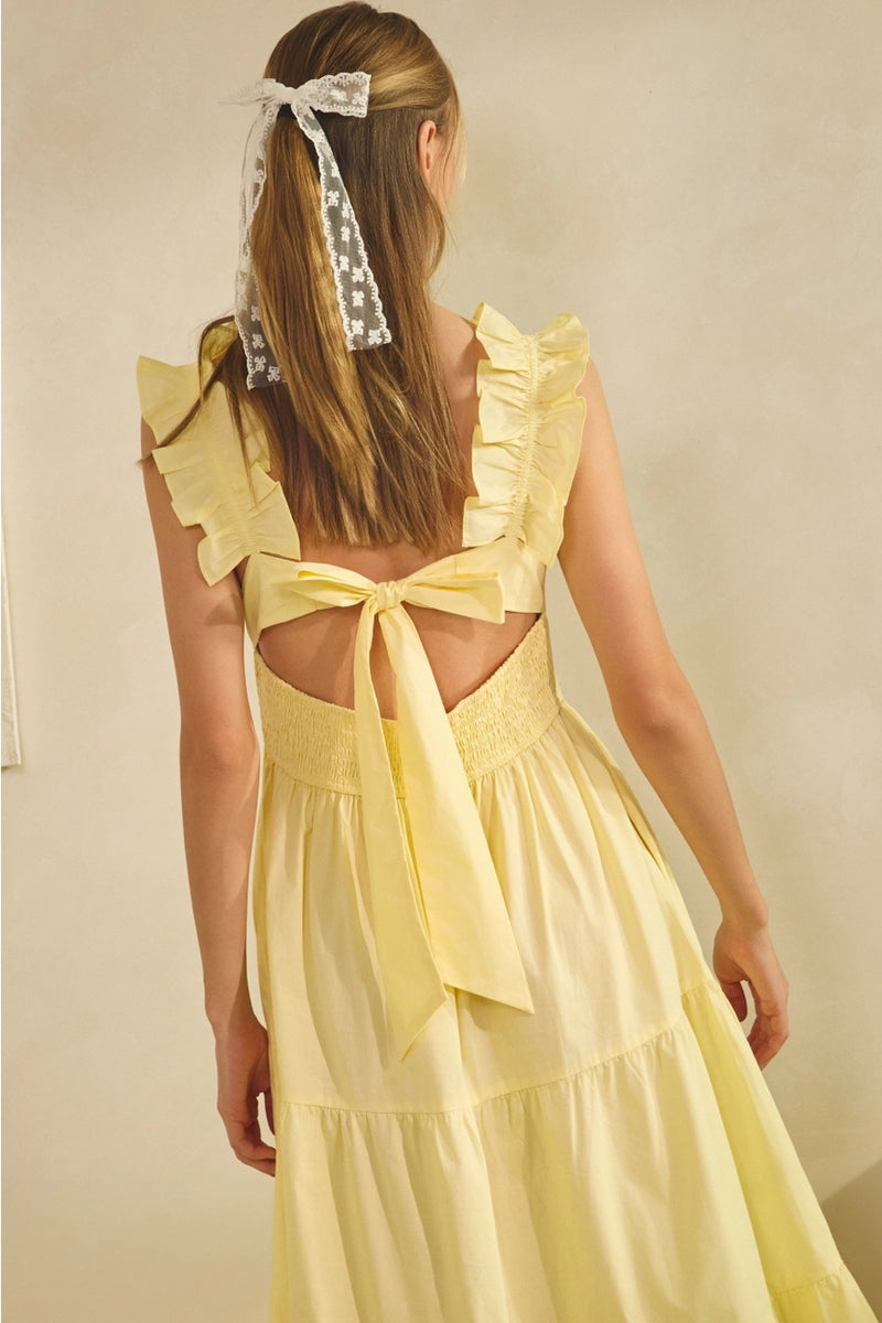 Yellow Ruffle Sleeve Midi Dress – Modern Millie