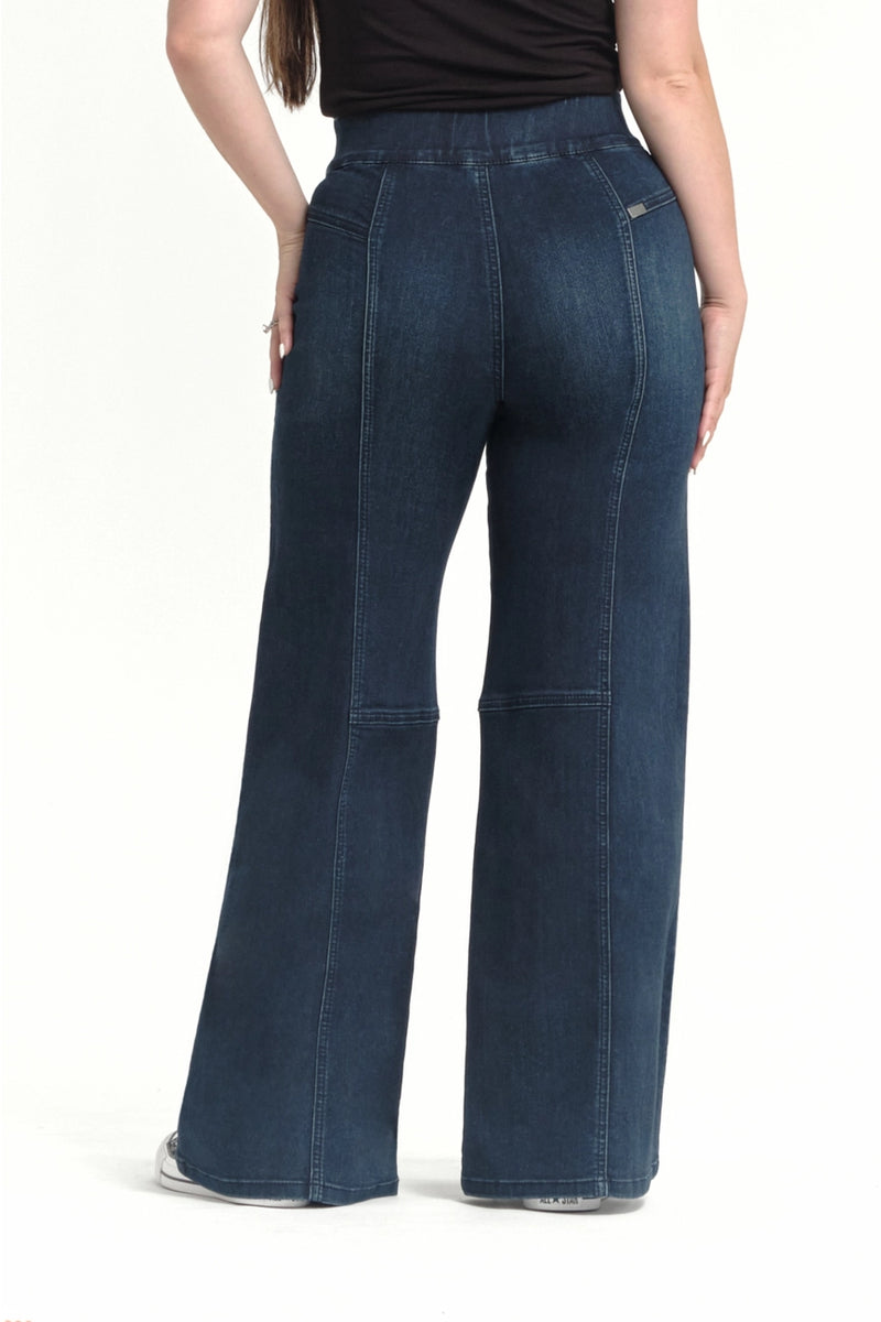 Petite 29" Pull On Tummy Control Wide Leg Jeans by 1822 Denim