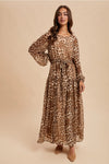 Leopard Raglan Sleeve Maxi Dress