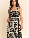 Black Geo Floral Wide Leg Jumpsuit