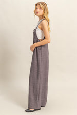 Charcoal Pinstripe Loose Wide Leg Jumpsuit