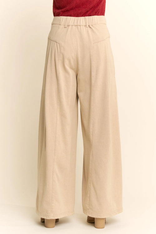Jersey Wide Leg Pants in Mushroom