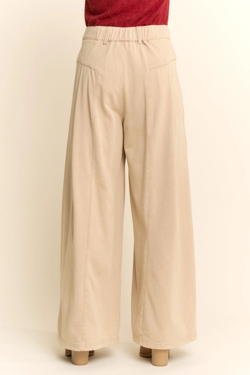 Jersey Wide Leg Pants in Mushroom