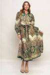 Green and Gold Paisley Maxi Dress