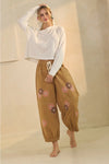 Applique Cropped Pants in Camel