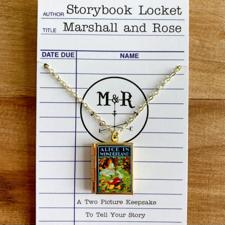 Rabbit Running Late Book Locket Necklace by Marshall and Rose