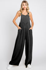 Black Linen Wide Leg Jumpsuit