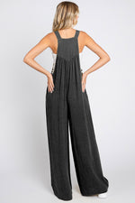 Black Linen Wide Leg Jumpsuit