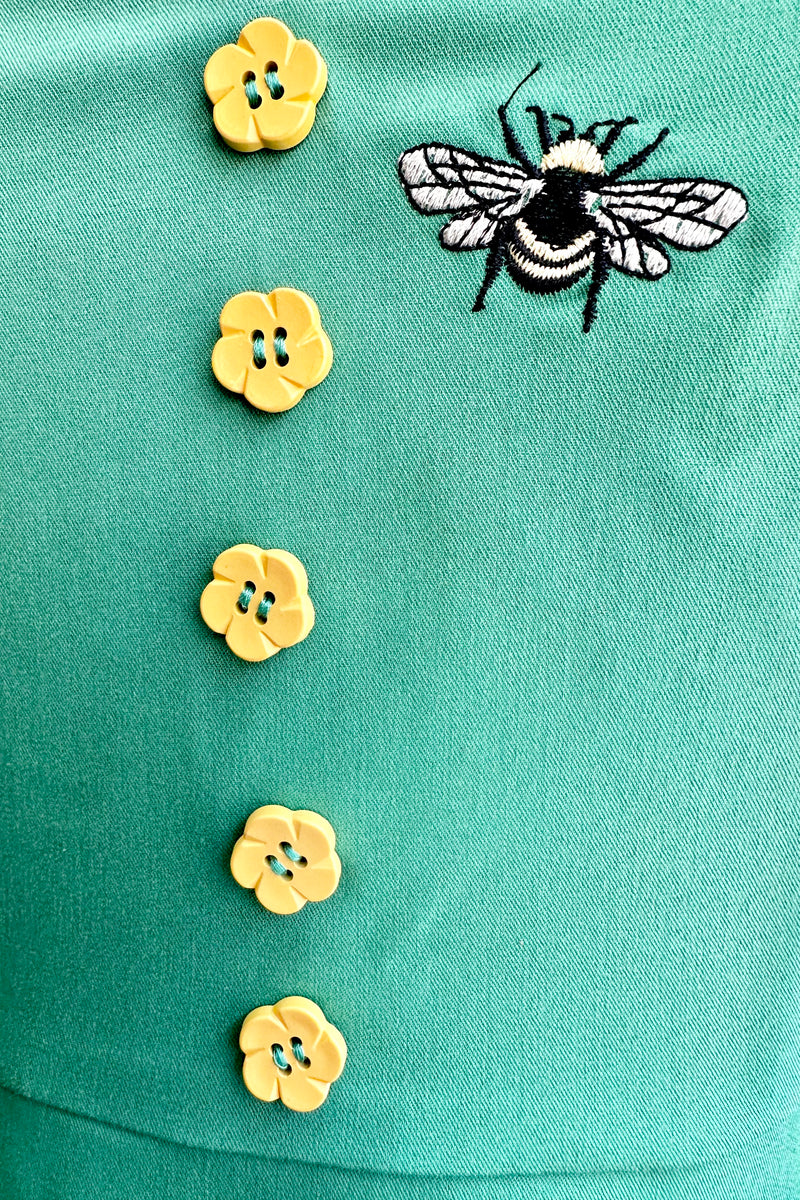 Sunflowers and Bees Dress in Green by Voodoo Vixen
