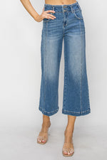 High Rise Front Seam Crop Wide Leg Jeans by Risen Jeans