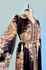 Black and Gold Paisley Shirt Dress by Molly Bracken