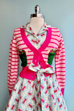 Pink and Light Blue Bee Knee-Length Shirtwaist Dress by Eva Rose