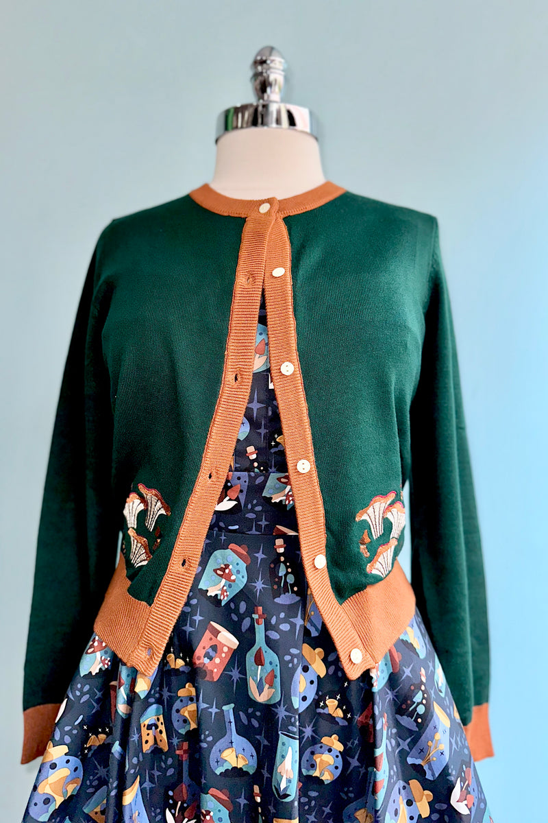 Mushroom Meadow Embroidered Leslie Cardigan by Miss Lulo