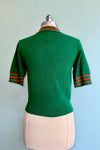 Green Fold Over Collar Short Sleeve Sweater by Tulip B.