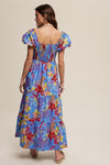 Sapphire Floral Sweetheart Midi Dress