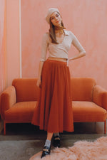 Rust Mesh Midi Skirt
