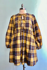 Mustard Plaid Flannel Mini Dress