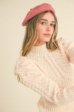 Ivory Mock Neck Puff Sleeve Sweater