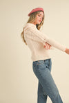 Ivory Mock Neck Puff Sleeve Sweater