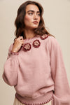 Blush Crochet Detail Pullover Knit Sweater