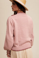 Blush Crochet Detail Pullover Knit Sweater