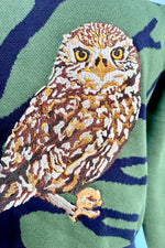 Green Owl Embroidered and Jacquard Vera Cardigan by Palava