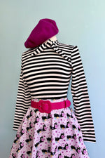 Pink Conversation Hearts and Black Cats Skater Skirt by Retrolicious