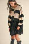 Mixed Media Striped Sweater Mini Dress