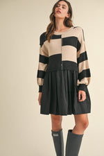 Mixed Media Striped Sweater Mini Dress