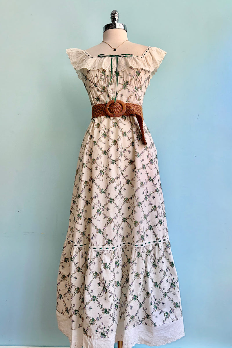 floral eyelet maxi dress Happy To Be Here Blue Floral Embroidered Eyelet Maxi Dress