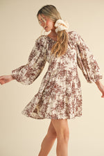 Ivory and Rust Toile Mini Dress