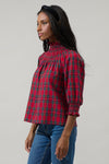 Red Plaid Smocked Verity Top