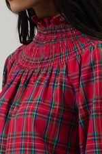 Red Plaid Smocked Verity Top