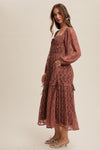 Rosewood Lace Tiered Midi Dress