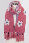 Daisy Print Scarf in Dark Pink