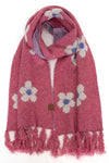 Daisy Print Scarf in Dark Pink